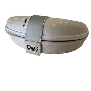 ❄️ D&G Luxury Designer White Hard Clamshell Zipper Sunglass Case
